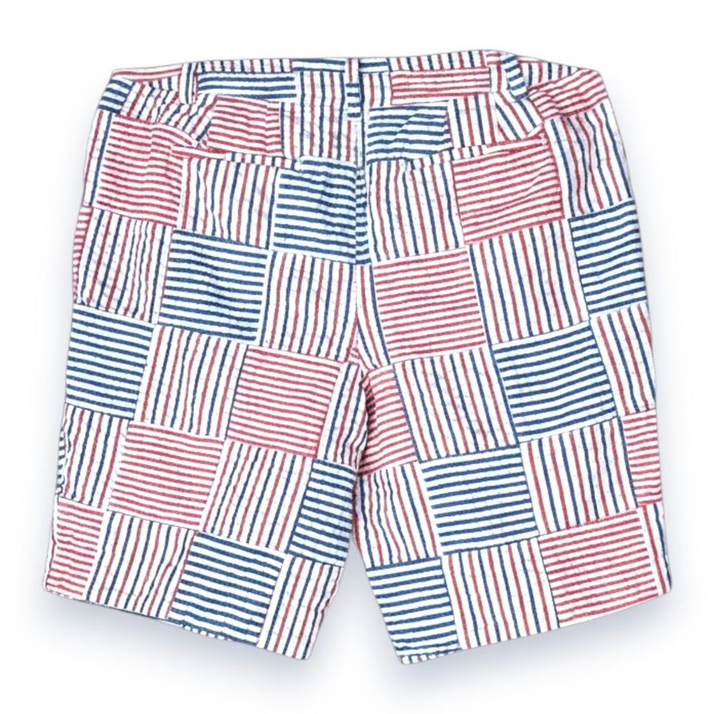 Talbots Red White Blue Patchwork Seersucker Shorts Women's 8P Summer Coastal